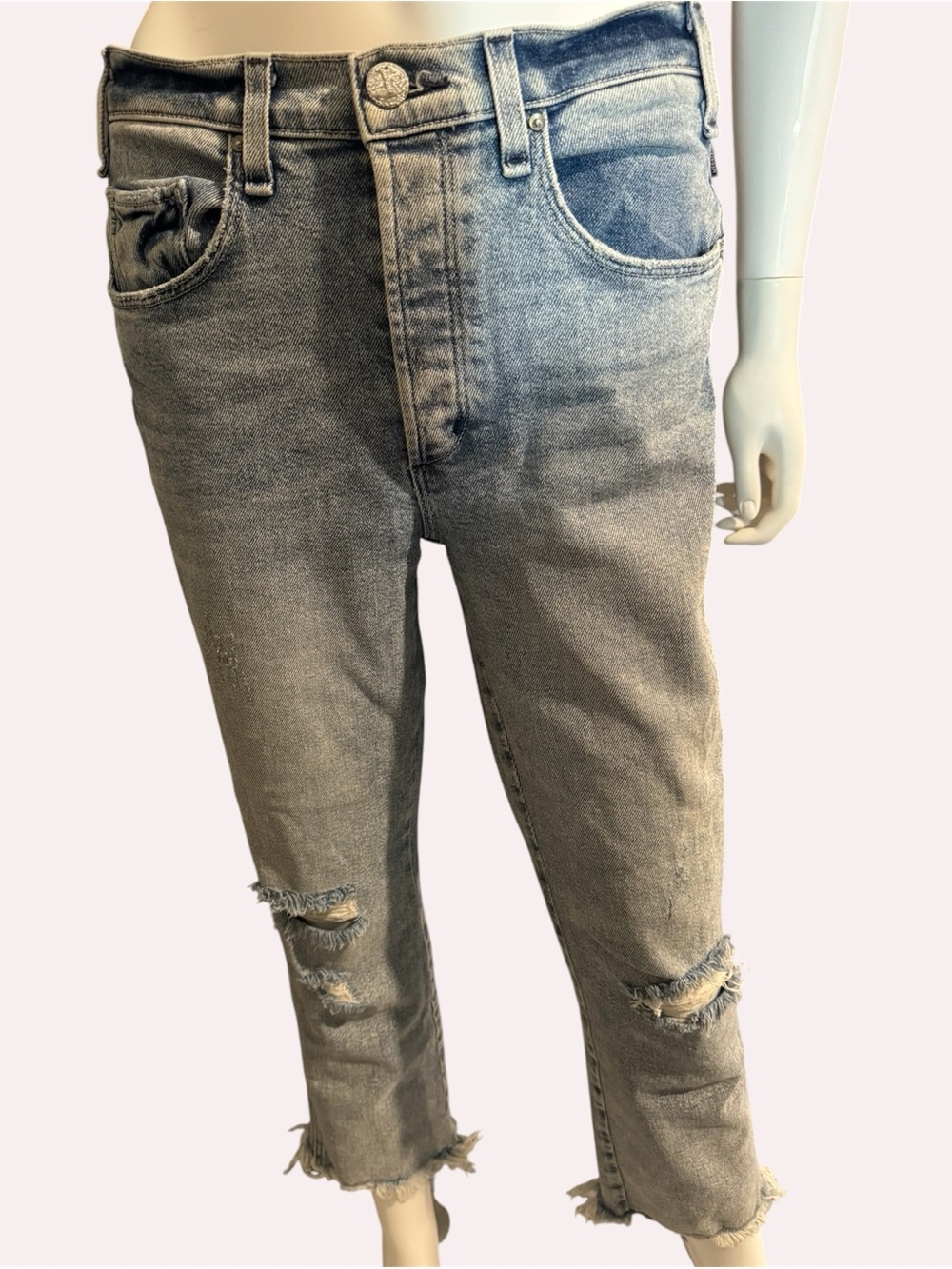 MCGUIRE Denim Nicolette Straight Leg Distressed Jeans - Size 29